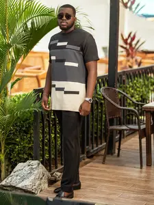 Muslim New Arrival Men's African Ethnic Clothing Set, Top and Long Pants 2 Piece Set, Trendy Modern Male Fashion, Comfortable and Stylish