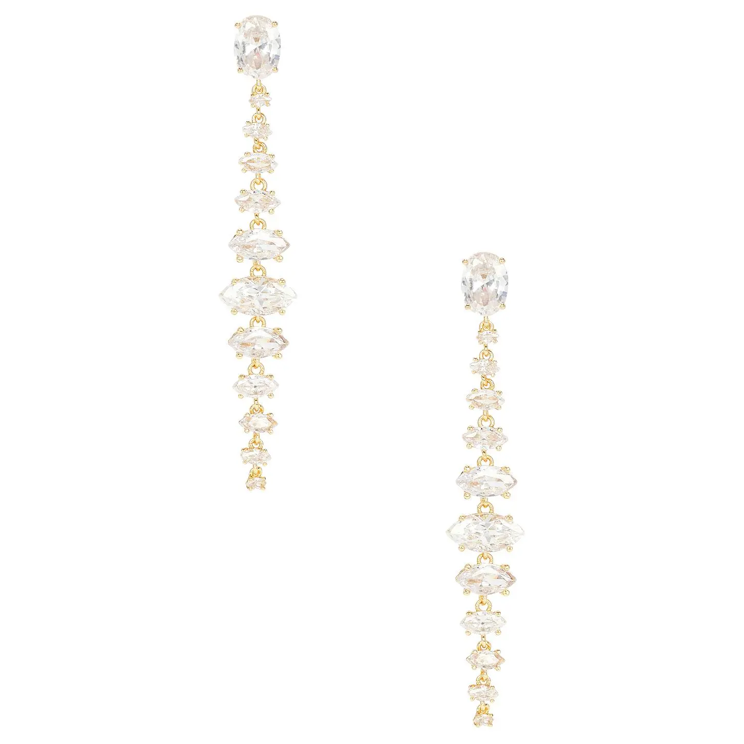Ettika Diamond Drop Earrings in Clear & Gold