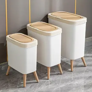 Bathroom Trash Can, 1 Count Modern Simple Trash Can, Durable Trash Bin for Home Office Living Room Bedroom Kitchen, Home Supplies, Household Waste Bin