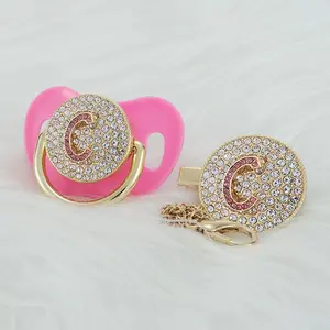 MIYOCAR Luxury Initials 3D Letter Bling Pacifier – Custom Initial Baby Pacifier with Rhinestones | Luxury Baby Gift, Keepsake
