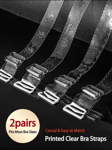 2 Pairs Elegant Printed Transparent Straps, Skin-Friendly and Comfortable, Durable and Long-Lasting, Resistant to Yellowing