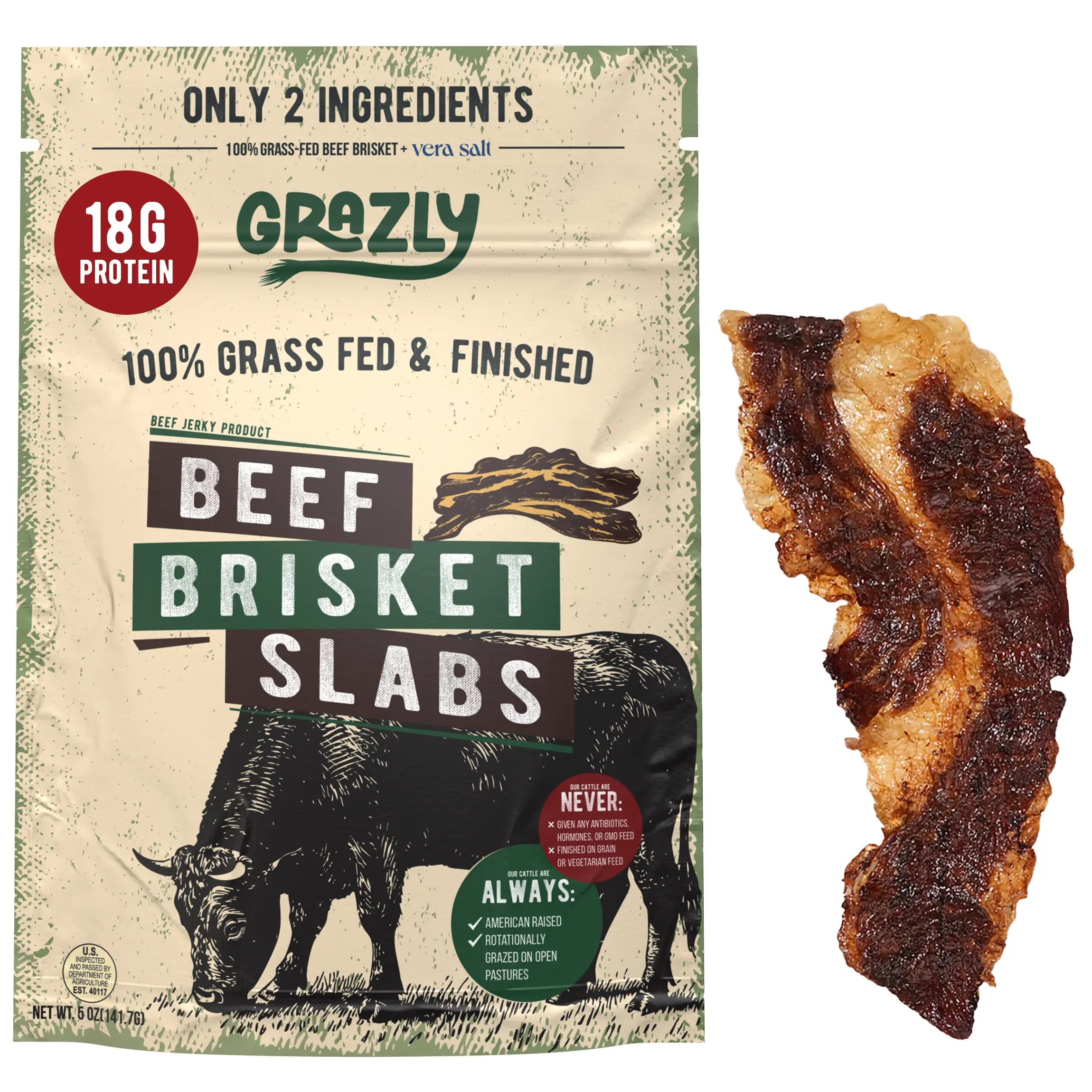 Grazly Beef Brisket Slabs, 100% Grass-Fed & Finished, Soft Fatty Beef Snack with Natural Rendered Fat Grazly Beef Brisket Slabs, 100% Grass-Fed & Finished, Soft Fatty Beef Snack with Natural Rendered Fat