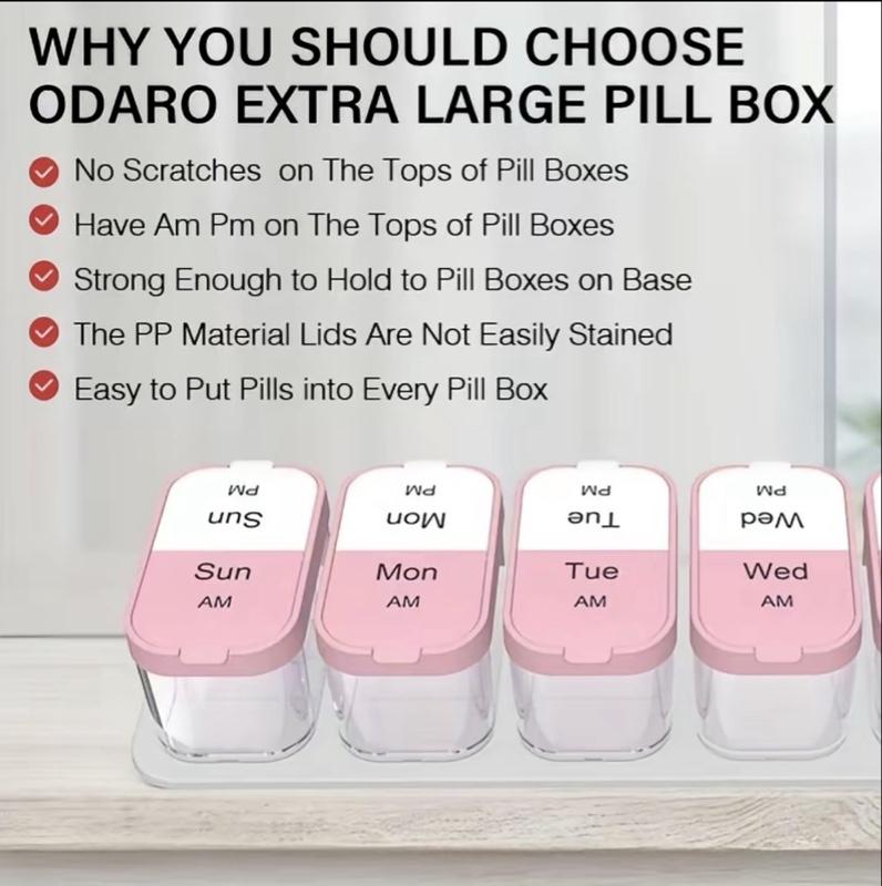 Daily Pill Storage Box, 7-Day Large-Capacity Morning and Afternoon Pill Organizer for Home, Office and Dormitory