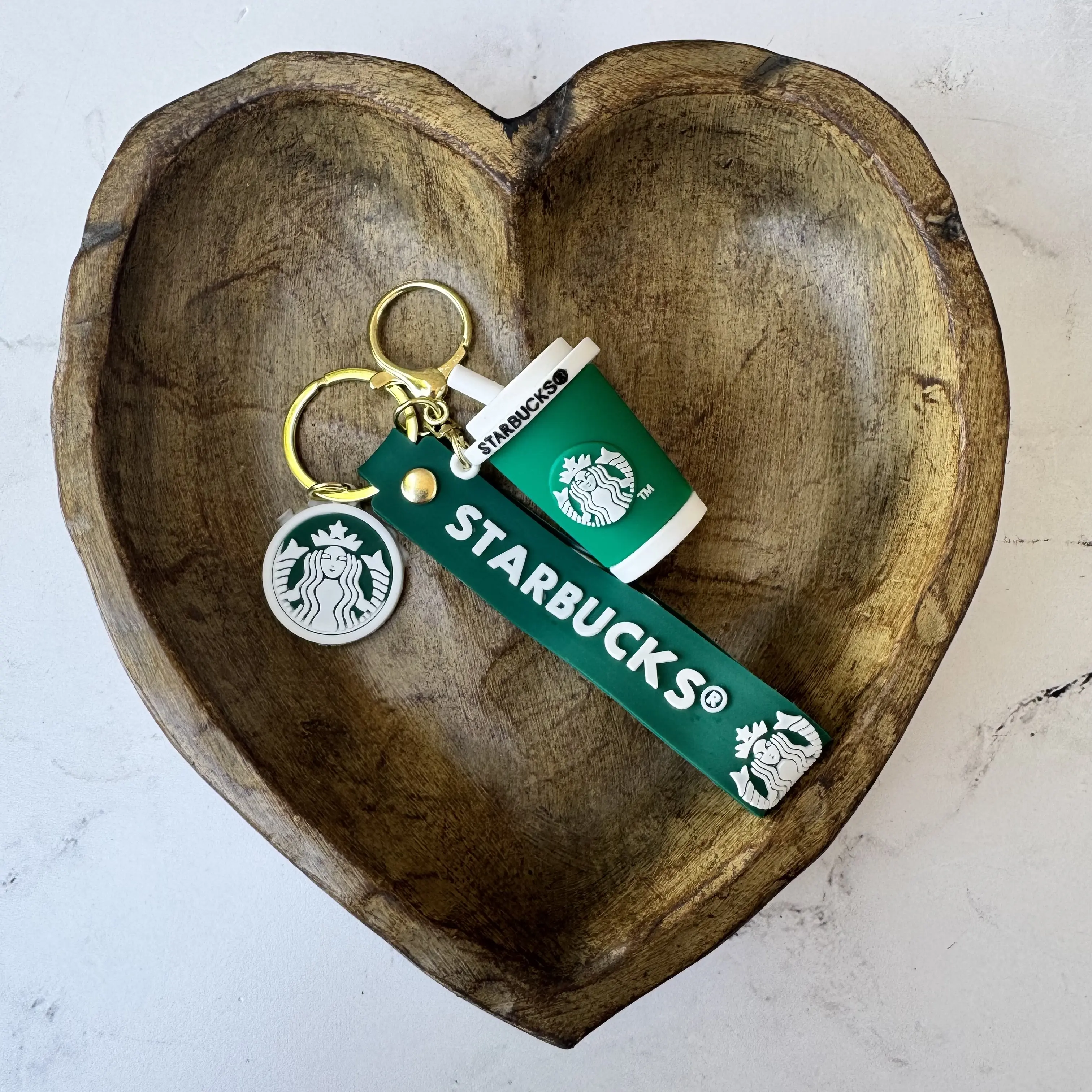 Starb*cks Silicone Coffee Cup Key Chain Bag Charm with Strap