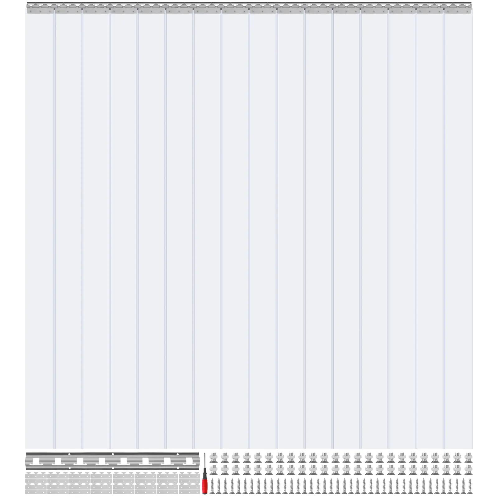 【summerfinds】VEVOR Strip Curtain 16PCS, 96" Height, 96" Width, 0.08" Thickness, Clear Smooth Plastic Door Strips with 50% Overlap, PVC Strip Door Curtain Freezer Curtain for Warehouses, Walk in Freezers, Coolers