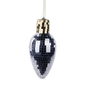 5.5"H x 2.5"Dia Mirror Light Bulb Ornament in Shiny SIlver