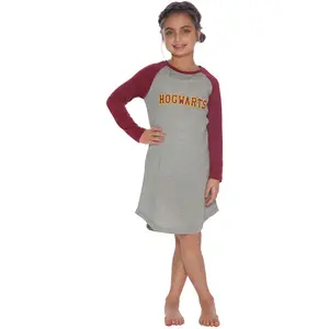 Harry Potter Girls' Hermione Granger Hogwarts House Crest Varsity Quidditch Raglan Nightgown Pajama
