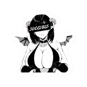 Anime Succubus Stickers, Demon Girl Decal, Fantasy Laptop Decor, Cute Devil Vinyl Sticker, Gothic Notebook Label, Kawaii Manga Illustration