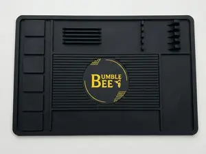 Bumble Bee Professional Barber Station Mat - Heat Resistant Silicone Clipper & Tool Organizer