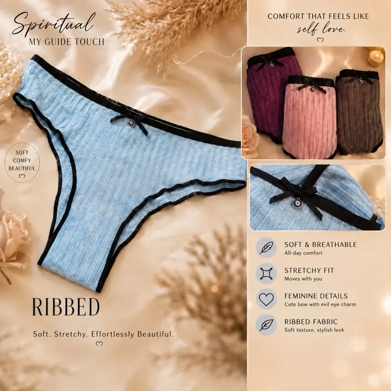 Spiritual My Guide Touch – Ribbed Underwear Essentials Collection- Panties Breathable Womenswear