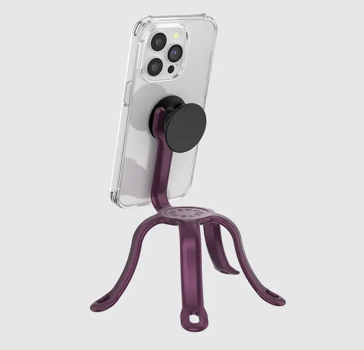 Metallic Red Adjustable Popsocket Phone Holder - Flexible Mount, Universal-Fit Stand for Mobile Smartphones, Devices & Tech Accessories, Smartphone & Tech Accessories
