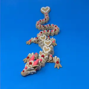 Heart Cookie Dragon – Valentines Day Decor – Stress Relief Fantasy 3D Printed Creature Model - Articulating Figurine