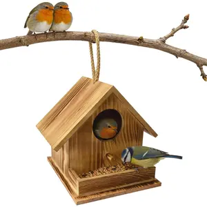 Small Hummingbird House for Outside, Pre-Assembled Wooden Bird Houses for Backyard Garden Decor, Easy  Nesting Box for  Birds, Thoughtful  for Bird Watchers & Seniors