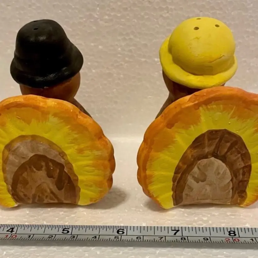 New Vintage Loomco Pilgrim Turkey Salt & Pepper Shakers NOS 1998 Thanksgiving