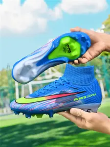 Men's High-Top Football Shoes with Long Studs, Ideal for Grass Training and Matches, Suitable for Boys, Girls, Students, Adults