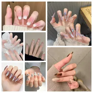 40pcs 4 Pairs Nail Art Surprise Box, Handmade Wearable Nails Blind Box, High-Quality Finished Nails for Daily Use, Parties, Dates