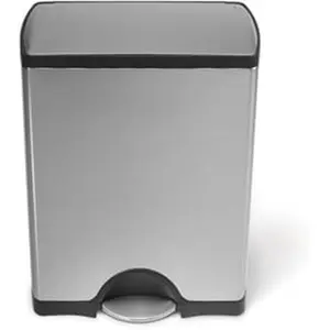 Simplehuman CW1816 Rectangular Step Bin - 13 gal Brushed Stainless Steel, Ideal Home Supplies Bin for Gifting, Gift
