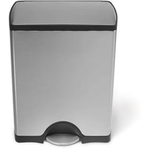 Simplehuman CW1816 Rectangular Step Bin - 13 gal Brushed Stainless Steel Durable Quiet Close Lidded Large Indoor Recycling Bin, 19-4/5x12.8x25-7/10 Inches Home Supply for Gifting