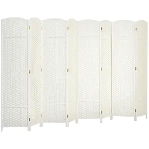 Folding Room Divider Screen 8 Panel 5.6 ' Tall Privacy Screen Freestanding Room Partition for Home Office Freestanding Privacy Screen With Arched Top Folds To 6.3 Inches For Storage