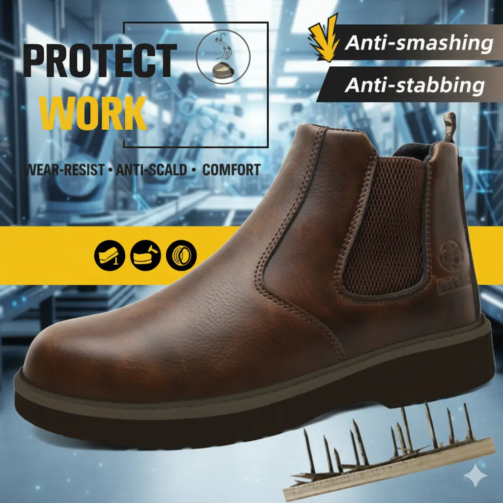 Women's Work & Safety Slip-On Steel Toe Clogs - Unisex Synthetic Footwear, Waterproof, Puncture-Proof, Chic Round Toe for Kitchen Workers, Outdoor Use, Cuban-Style Design