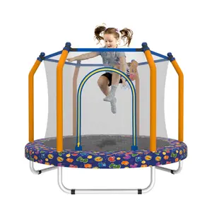 55-Inch Trampoline for Kids Indoor & Outdoor Small Toddler Trampoline with Basketball Hoop
