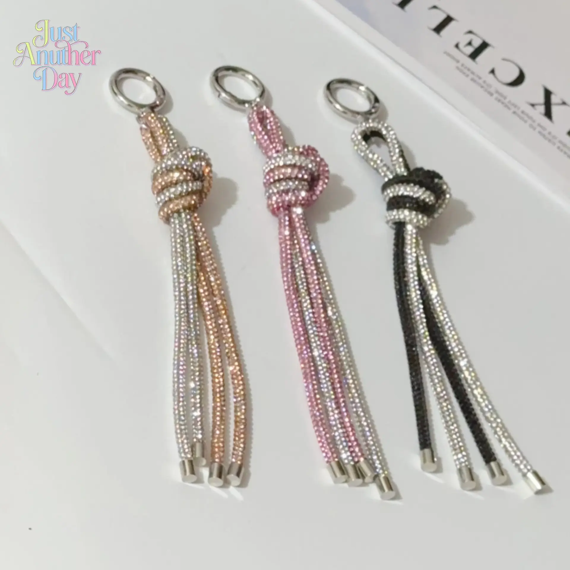 Luxury Rhinestone Knot Tassel Bag Charm - Sparkling Crystal Chain Keychain with Gradient Stones, Glamorous Accessory for Handbags, Keys, Ideal for Daily Use & Gifting (Sports & Outdoor Camping Hiking Picnicware Accessory)