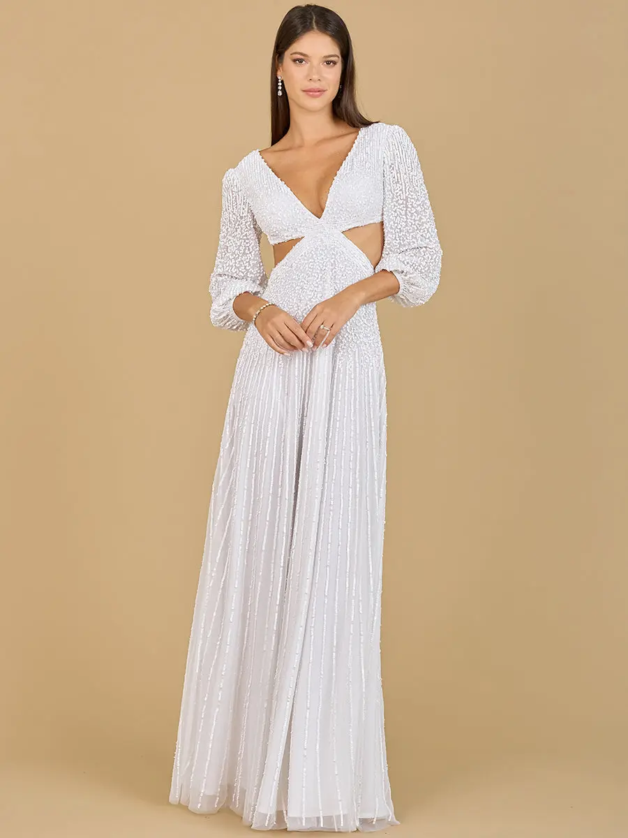 Long Sleeve Cut Out Wedding Dress
