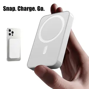 5000mAh Magnetic Power Bank for iPhone 17/16/15/14/13/12 Series, Portable Wireless Charger, Compact Battery Pack, Use with Magnetic Case