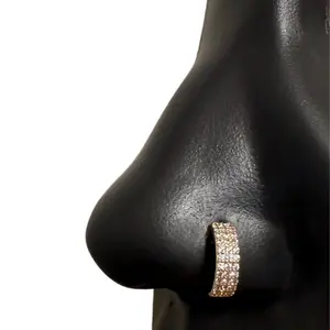 Statement Gold Triple Lined CZ Nose Hoop, Nose Rings for women, Hypoallergenic Nose Jewelry new nose ring