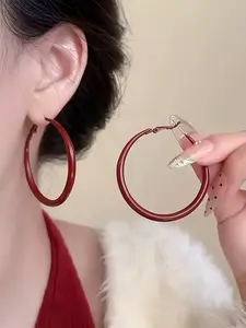 Women's Colorful Round Hoop Earrings, Casual Fashion Jewelry for Daily Wear, Perfect Gift for Valentine's Day & Mother's Day, Fashion Jewelry Party