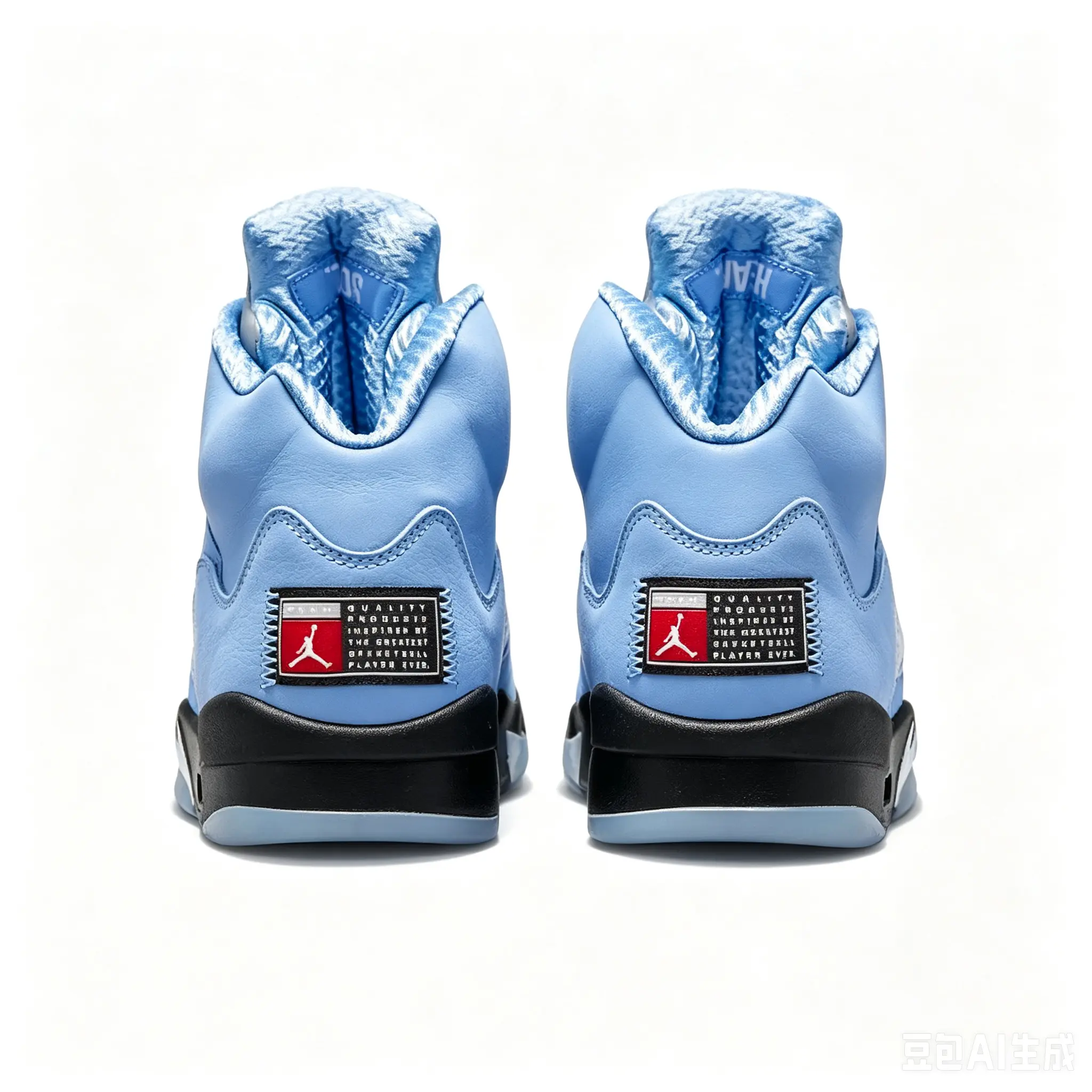 Brand New Leather Mesh Solid Light Blue High Top Retro Basketball Sneakers for Men Women, Black Rubber Outsole Breathable Street Casual Athletic Footwear