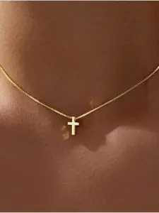 Easter Basket Stuffer Cross Necklace for Women Girls, Dainty 14K Gold Silver Plated Cross Choker Jewelry Non Tarnish Waterproof Cute Simple Small Necklace Christian Baptism Religious Faith Jewelry Gifts