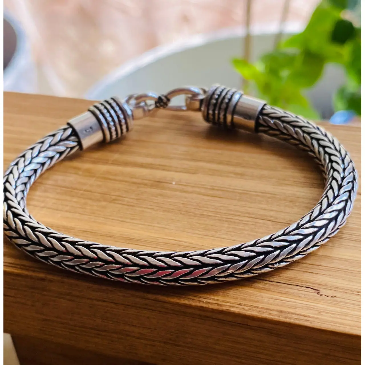 Sterling Silver Bracelet- Heavy Braided Chain Bracelet