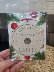 "The Year We Lost Our Cents Acrylic Christmas Tree Decor – Magnetic Ornament or Keepsake Magnet, Penny Not Included, Ideal Gift for Home Supplies"