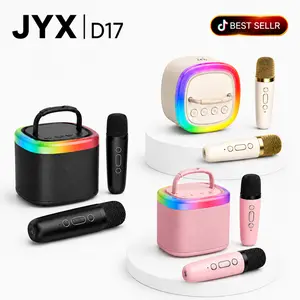 [100% Original] JYX D17 Mini Karaoke Bluetooth Speaker | Summer Outdoor Party KTV System | Powerful Bass, Lights & Premium Microphone Set Audio Rechargeable tiktokshopspringglowup,summervibes outdoorfun
