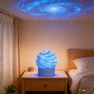 Starry Moonlight Lamp, Arctic Light Water Ripple Lamp, Creative Flame Full Starry Sky Romantic Projection Atmosphere Lamp, 16 Color Polar Lights