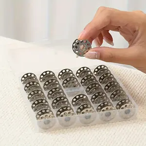 25pcs Metal Thorn Spool with Matching Storage Box for Easy Storage, Household Sewing Machine Accessories