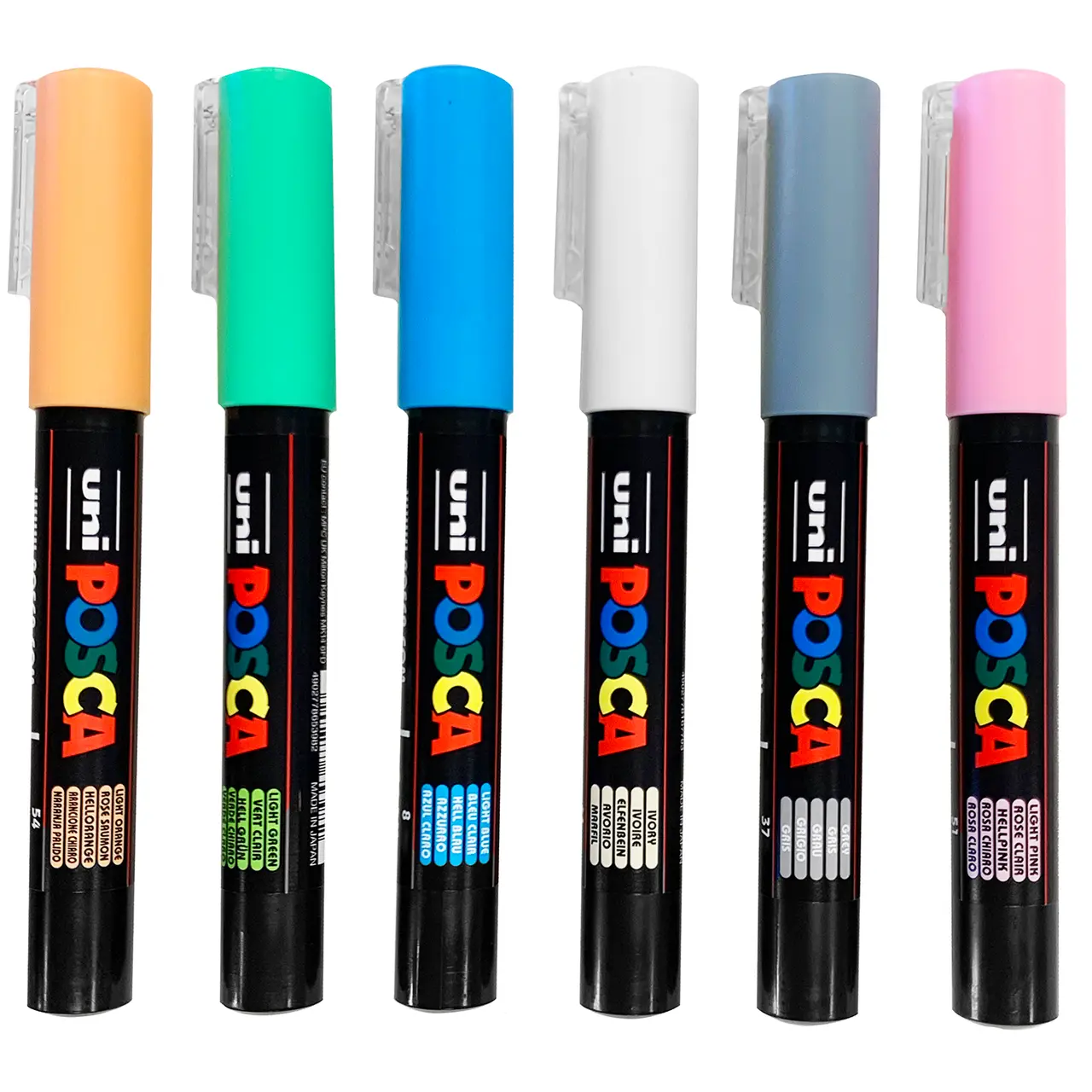 Posca Paint Marker Extra Fine PC-1M Set of 6, Pale Colors