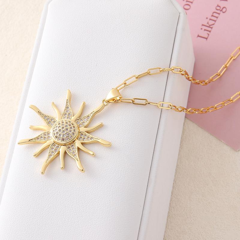springtok Zircon necklace golden sun shape zircon necklace ladies daily wear gift Jewelry Chain