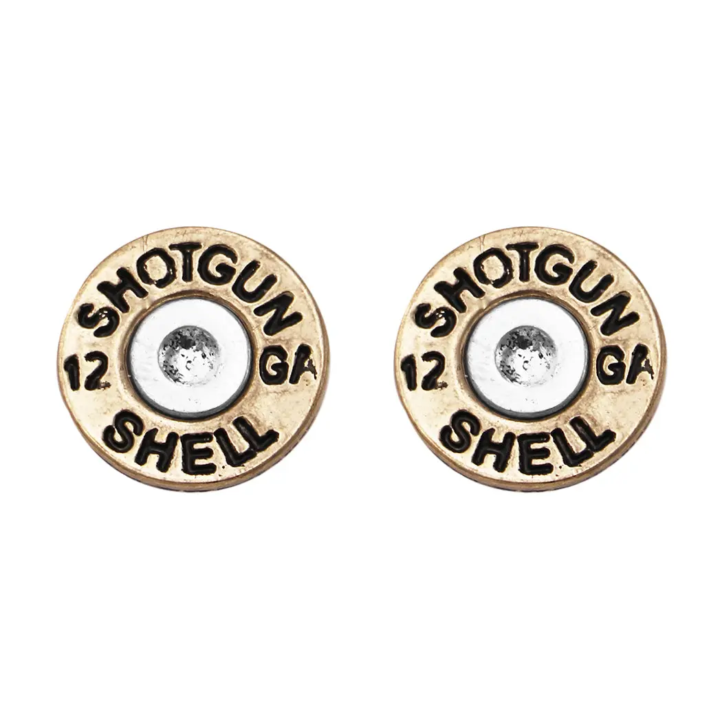 12 Gauge Shotgun Shell Spent Bullet Hypoallergenic Post Back Stud Earrings