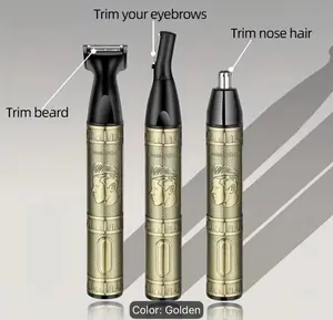 3-in-1 USB Rechargeable Trimmer Kit - Heavy-Duty Aluminum Alloy Multi-Grooming Device with Nose, Ear/Sideburn & Eyebrow Trimmers, Portable Grooming for &, Travel-Friendly Facial Hair Care