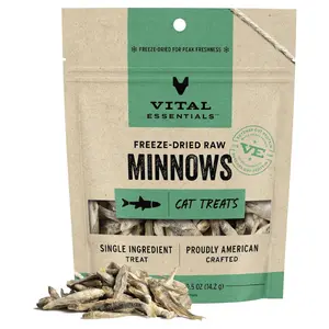 Minnows Cat Treats, 0.5 oz | Freeze-Dried Raw | Single Ingredient | Grain Free, Gluten Free, Filler Free
