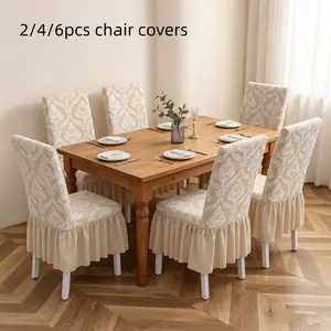 Geometric Pattern Universal Chair Cover, 2/4/6 Counts Removable Elastic Dining Chair Slipcovers, Chair Protector for Dining Room & Hotel & Home Decor, Stretch Chair Slipcover