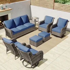360° Swivel Rocking Patio Furniture Set with All-Weather Wicker