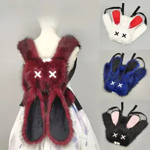 Dark Punk Anime Backpack Goth Lolita Rabbit Subculture Niche Y2k Rabbit Ears Furry Large Capacity Versatile Double Crossbody Bag