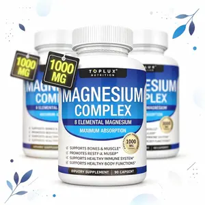 Fitness Grade Magnesium Glycinate Magnesium Complex 8 Forms 1000mg - Citrate Malate Taurate Easy Absorption Bone Maintenance 90 Capsules Natural Healthcare Supplement Calcium Support Healthy Immune Muscle Comfort Daily Body Performance