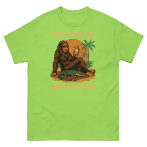 Here for the Beach Vibes – Lime Green Skunk Ape Tee | Funny Florida Cryptid Shirt