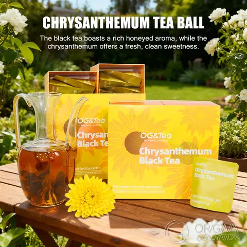 OG Whole Chrysanthemum Black Tea Ball (1 Carton 100g ) ·  Large Leaf Gongfu Black Tea with Chrysanthemum