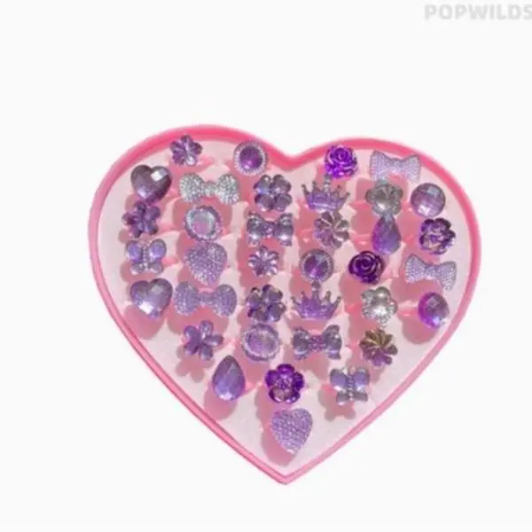36-Piece Princess Gem Rings for Little Girls, Cute Cartoon Faux Rhinestone Jewelry Set for Toddlers, Sparkling Accessories for Pretend Play & Dress-Up Fun, Sparkle Shine
