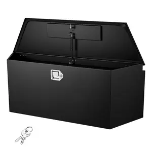 VEVOR Trailer Tongue Box, 49x 13.9x 18.5 Steel Trailer Tongue Tool Box, Heavy Duty Storage Organizer with Lock and Keys, Utility Tool Chest for Pickup Truck Bed, RV, SUV, Off-Road Vehicle, Black